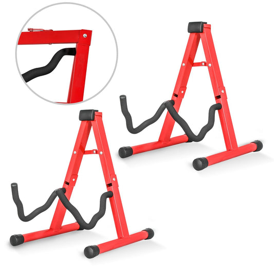 5 CORE Double Guitar Stand Floor Adjustable Heavy Duty A Frame Universal Folding Acoustic Electric Bass Mandolin Banjo Violin Holder Stands For On Stage Studio - GSS RED - Renee Lane Company