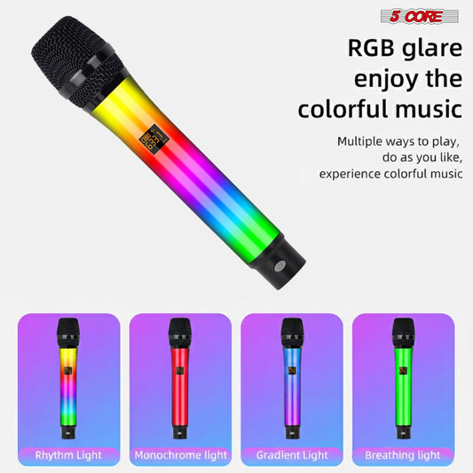 5 Core Microphone Wireless Karaoke Singing Mic Rechargeable Microfono w Lights - Renee Lane Company