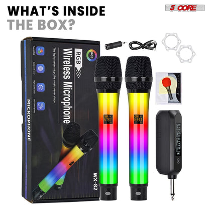 5 Core Microphone Wireless Karaoke Singing Mic Rechargeable Microfono w Lights - Renee Lane Company