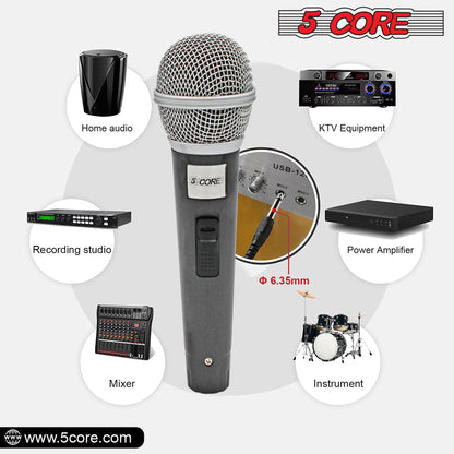 5 Core Microphone XLR Dynamic Mic Karaoke Singing Handheld Microfono Wired Professional Unidirectional 1/4 Plug In Cord Connection for Vocal DJ Music - PM 18 - Renee Lane Company