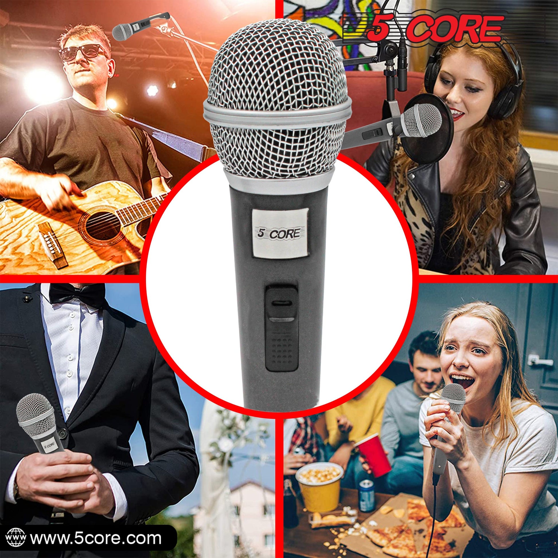 5 Core Microphone XLR Dynamic Mic Karaoke Singing Handheld Microfono Wired Professional Unidirectional 1/4 Plug In Cord Connection for Vocal DJ Music - PM 18 - Renee Lane Company