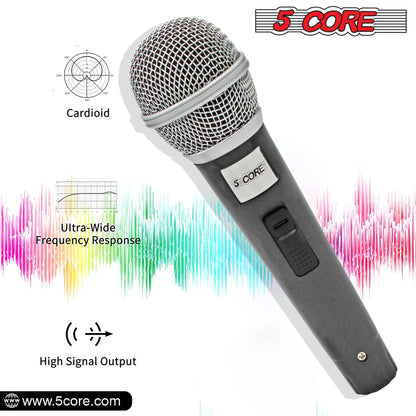5 Core Microphone XLR Dynamic Mic Karaoke Singing Handheld Microfono Wired Professional Unidirectional 1/4 Plug In Cord Connection for Vocal DJ Music - PM 18 - Renee Lane Company