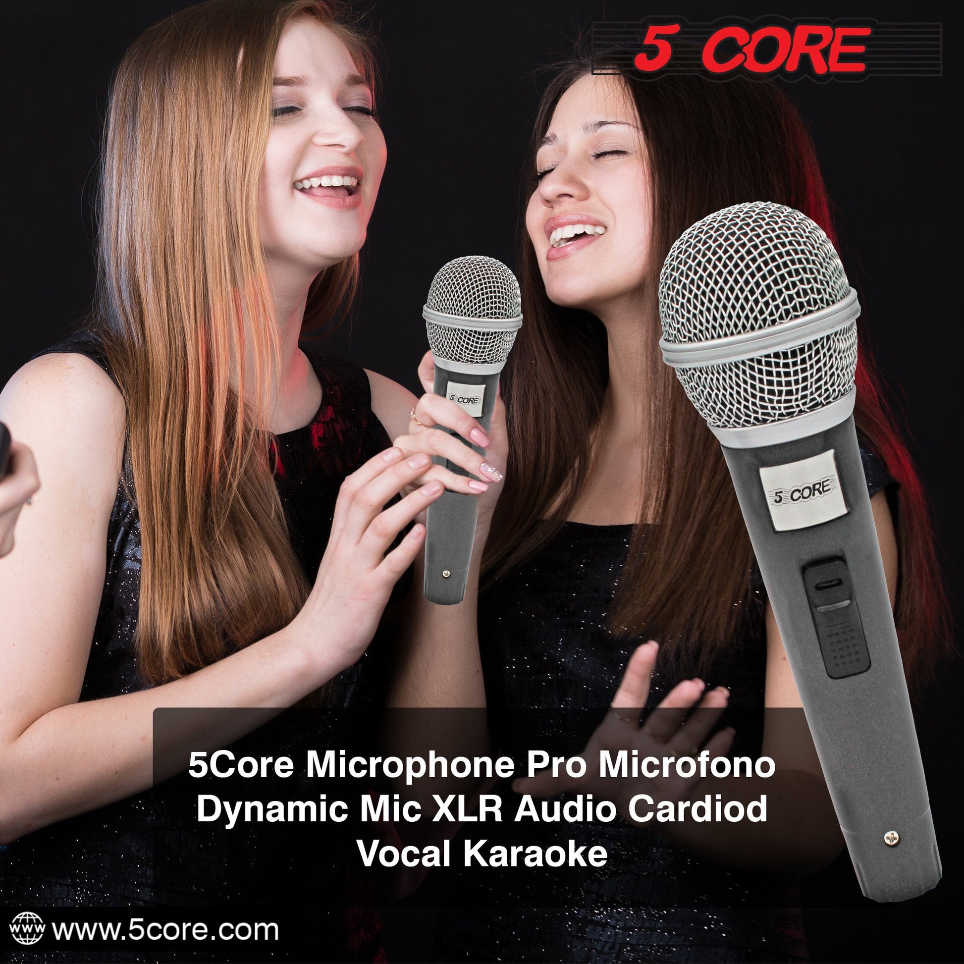 5 Core Microphone XLR Dynamic Mic Karaoke Singing Handheld Microfono Wired Professional Unidirectional 1/4 Plug In Cord Connection for Vocal DJ Music - PM 18 - Renee Lane Company