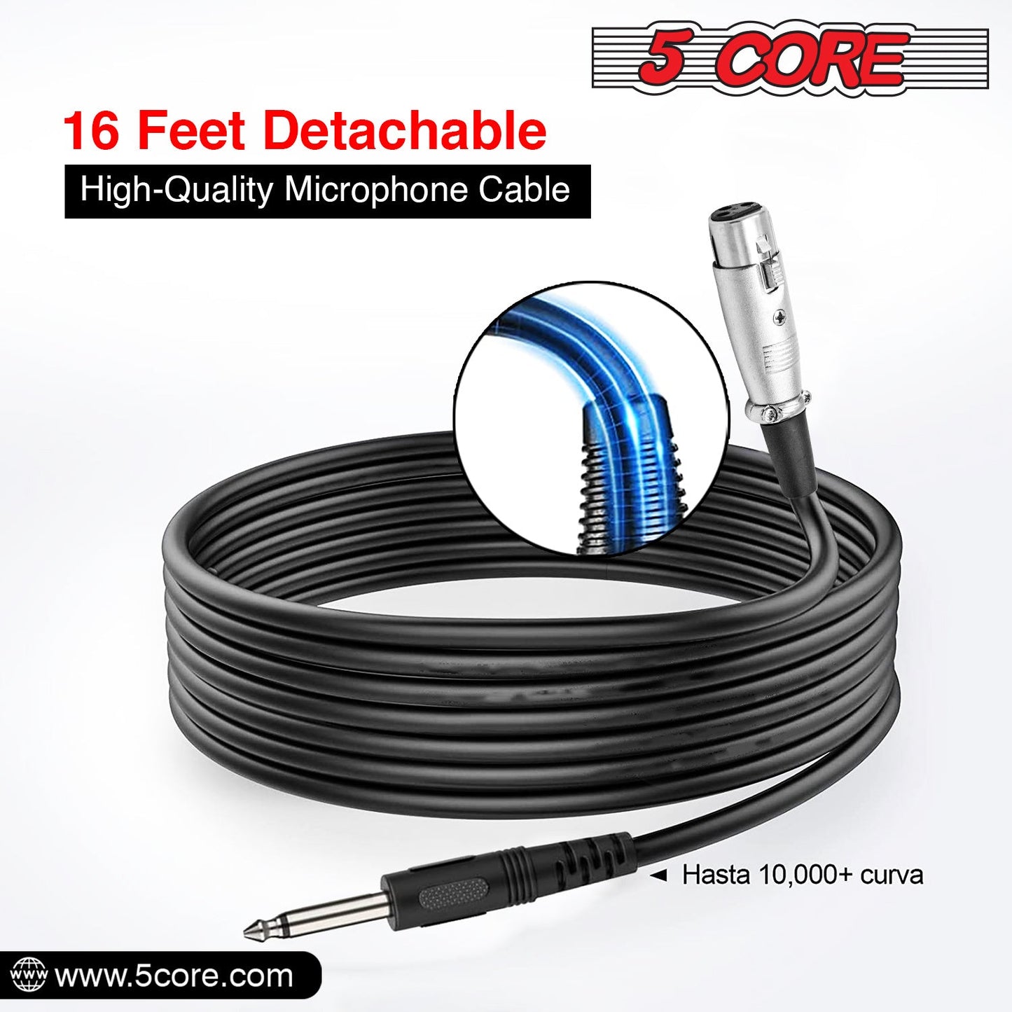 5 Core Microphone XLR Dynamic Mic Karaoke Singing Handheld Microfono Wired Professional Unidirectional 1/4 Plug In Cord Connection for Vocal DJ Music - PM 600 - Renee Lane Company