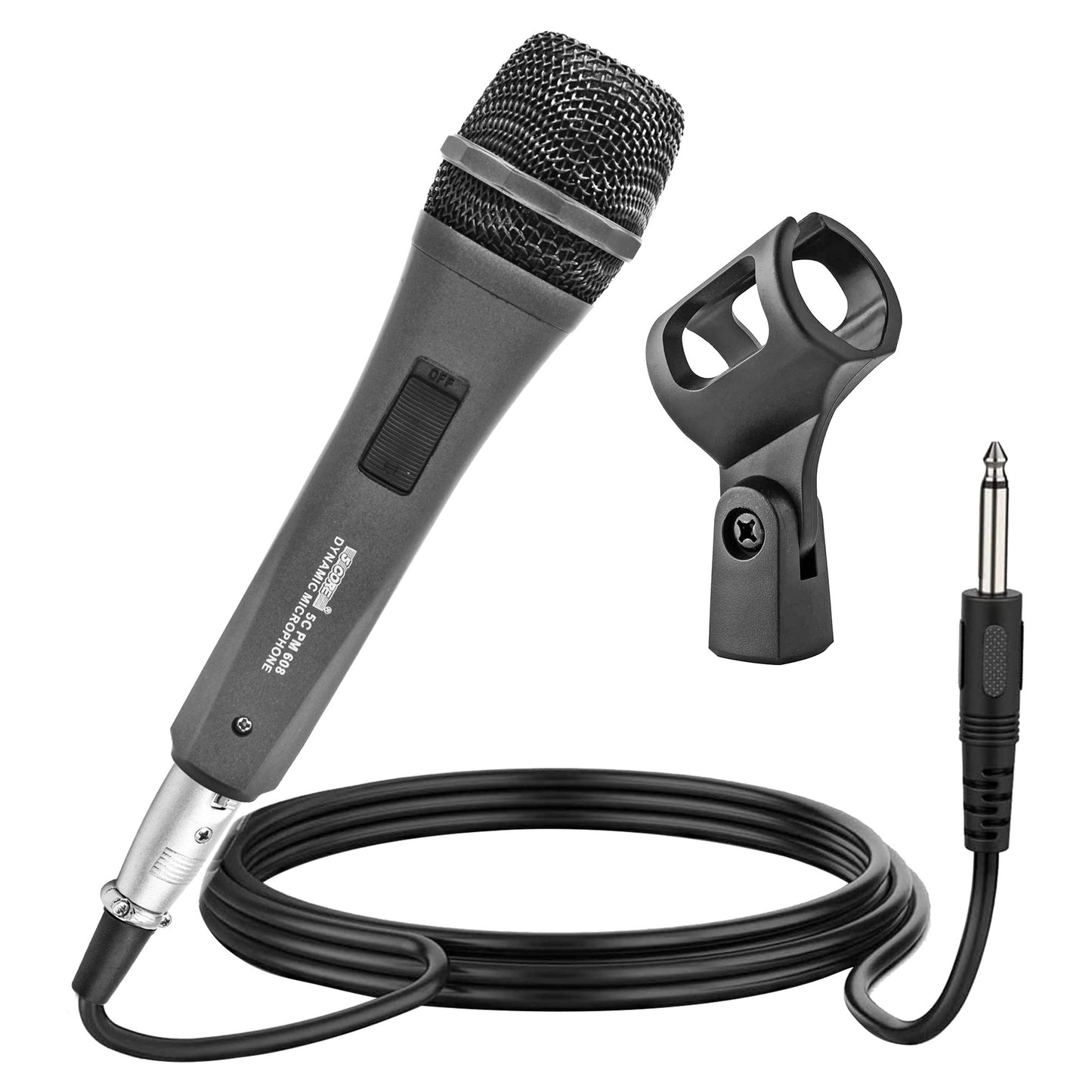 5 Core Microphone XLR Dynamic Mic Karaoke Singing Handheld Microfono Wired Professional Unidirectional 1/4 Plug In Cord Connection for Vocal DJ Music - PM 608 - Renee Lane Company
