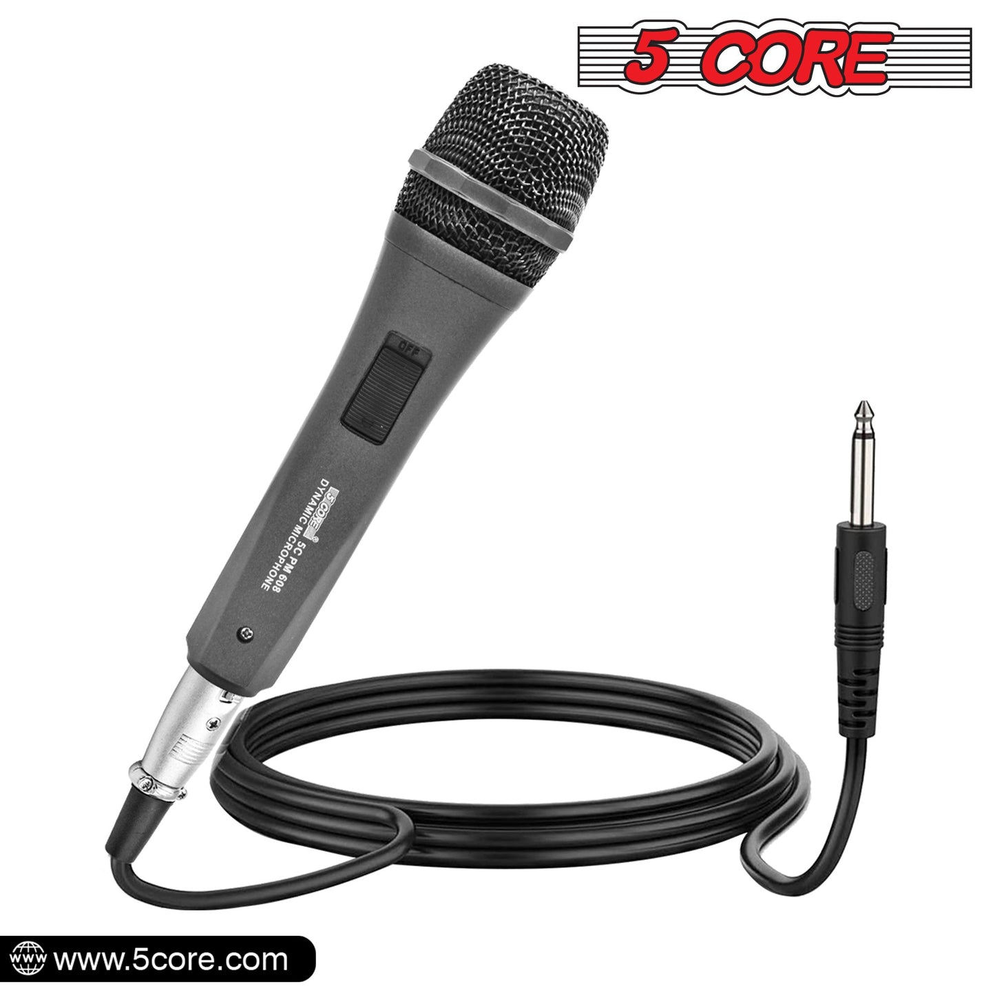 5 Core Microphone XLR Dynamic Mic Karaoke Singing Handheld Microfono Wired Professional Unidirectional 1/4 Plug In Cord Connection for Vocal DJ Music - PM 608 - Renee Lane Company