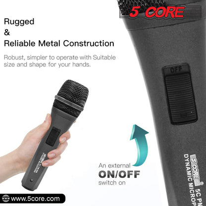 5 Core Microphone XLR Dynamic Mic Karaoke Singing Handheld Microfono Wired Professional Unidirectional 1/4 Plug In Cord Connection for Vocal DJ Music - PM 608 - Renee Lane Company