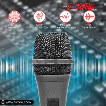 5 Core Microphone XLR Dynamic Mic Karaoke Singing Handheld Microfono Wired Professional Unidirectional 1/4 Plug In Cord Connection for Vocal DJ Music - PM 608 - Renee Lane Company