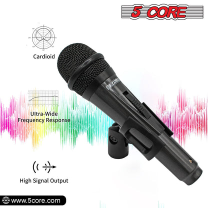 5 Core Microphone XLR Dynamic Mic Karaoke Singing Handheld Microfono Wired Professional Unidirectional 1/4 Plug In Cord Connection for Vocal DJ Music - PM 816 - Renee Lane Company