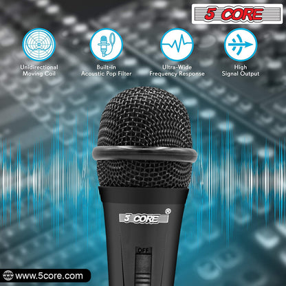 5 Core Microphone XLR Dynamic Mic Karaoke Singing Handheld Microfono Wired Professional Unidirectional 1/4 Plug In Cord Connection for Vocal DJ Music - PM 816 - Renee Lane Company