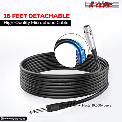 5 Core Microphone XLR Dynamic Mic Karaoke Singing Handheld Microfono Wired Professional Unidirectional 1/4 Plug In Cord Connection for Vocal DJ Music - PM 817 CH - Renee Lane Company