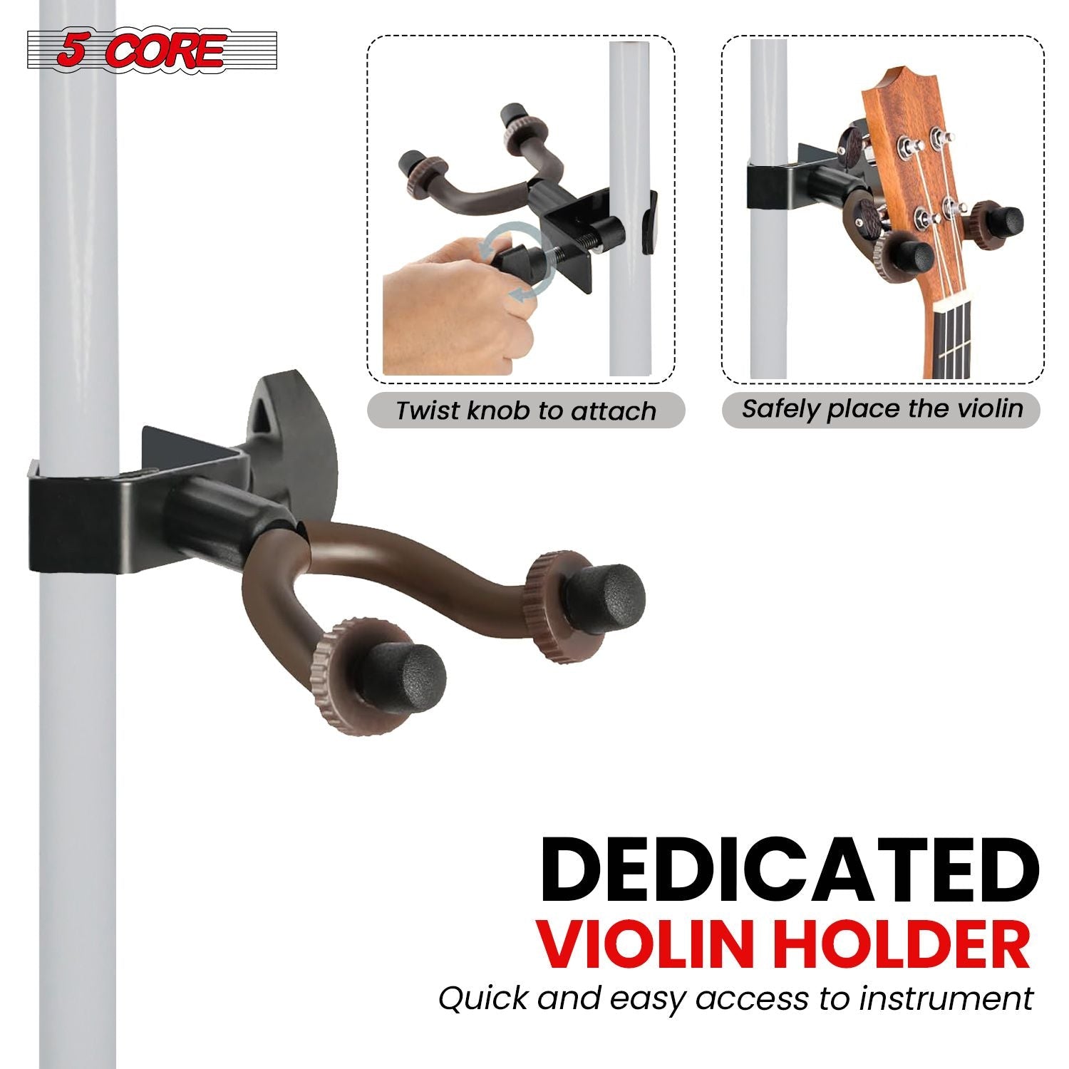 5 Core Music Stand For Sheet Music Height Adjustable Portable Folding Atril Para Partituras w Light Clip for Guitar Players Violinists Cellists Pianists - MUS FLD HD ACC WH - Renee Lane Company