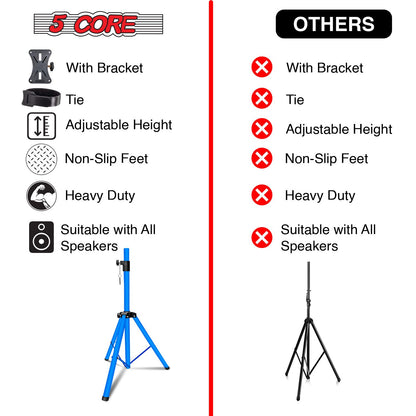 5 Core Speaker Stand Tripod Floor Heavy Duty Adjustable Up to 72 Inch DJ Studio Monitor Stands Pole Mount- SS HD SKY BLU BAG - Renee Lane Company