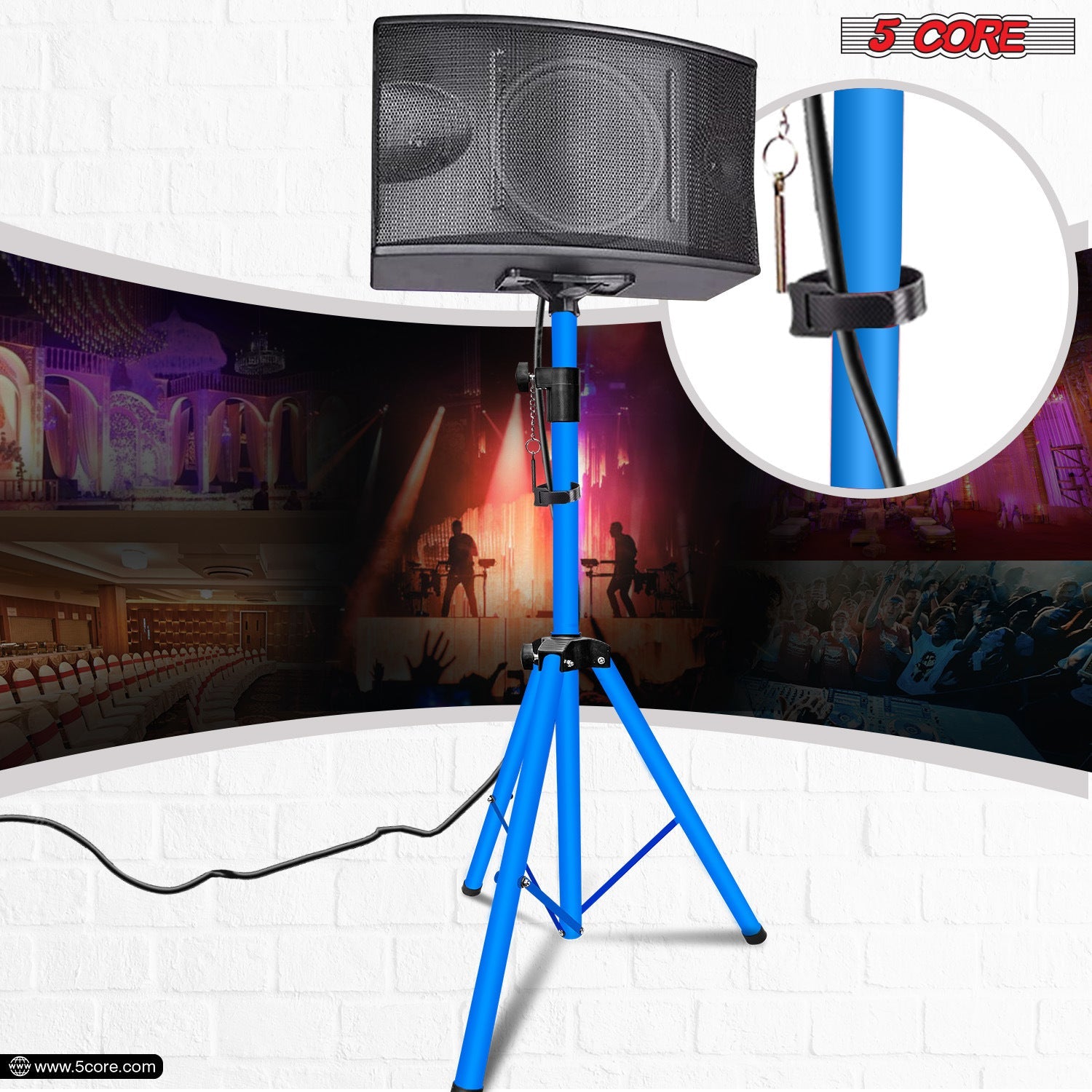 5 Core Speaker Stand Tripod Floor Heavy Duty Adjustable Up to 72 Inch DJ Studio Monitor Stands Pole Mount- SS HD SKY BLU BAG - Renee Lane Company