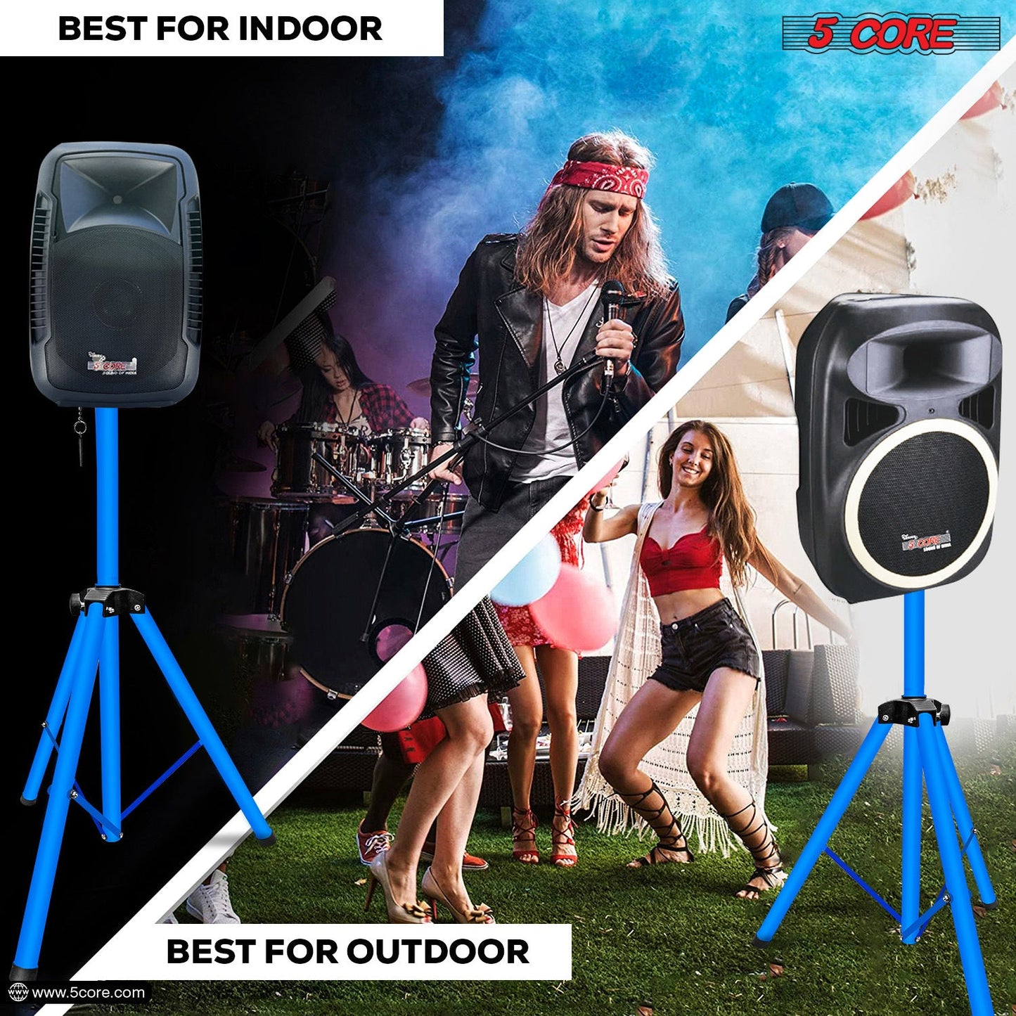 5 Core Speaker Stand Tripod Floor Heavy Duty Adjustable Up to 72 Inch DJ Studio Monitor Stands Pole Mount- SS HD SKY BLU BAG - Renee Lane Company