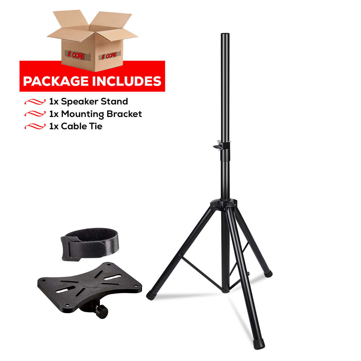 5 Core Speaker Stand Tripod Heavy Duty Adjustable Up to 72 Inch DJ Studio Monitor Stands Pole Mount - SS HD BLK WOB - Renee Lane Company