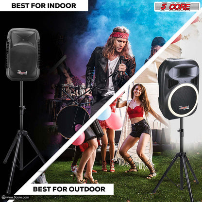 5 Core Speaker Stand Tripod Heavy Duty Adjustable Up to 72 Inch DJ Studio Monitor Stands Pole Mount - SS HD BLK WOB - Renee Lane Company