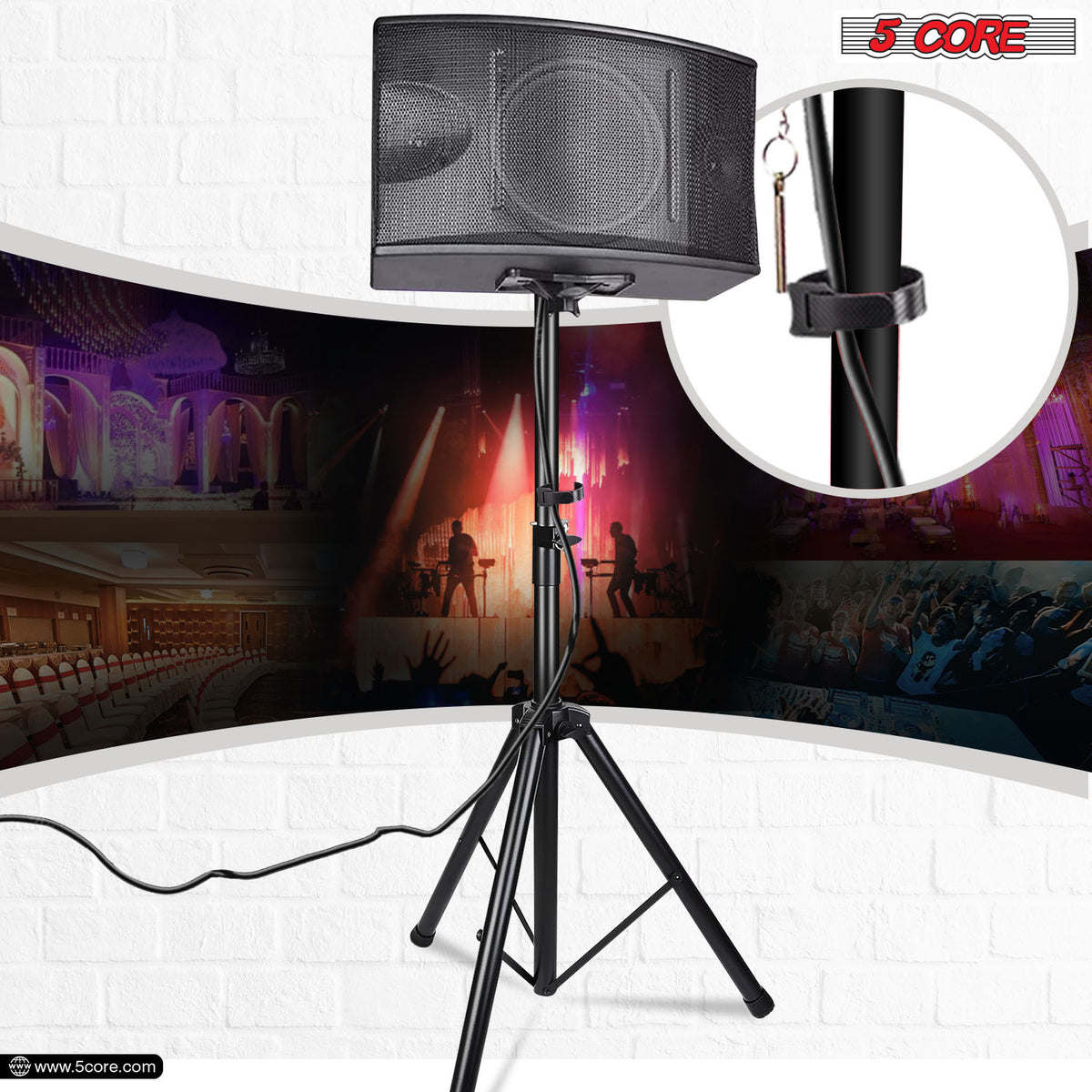5 Core Speaker Stand Tripod Heavy Duty Adjustable Up to 72 Inch DJ Studio Monitor Stands Pole Mount - SS HD BLK WOB - Renee Lane Company