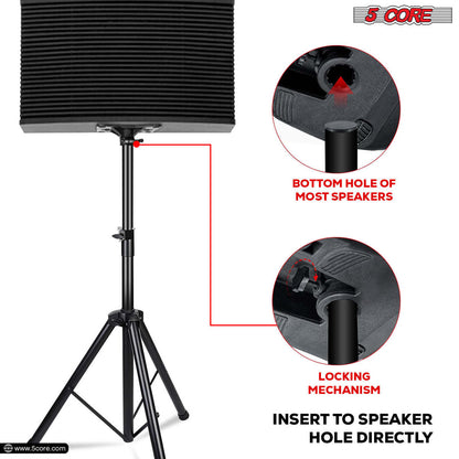 5 Core Speaker Stand Tripod Heavy Duty Adjustable Up to 72 Inch DJ Studio Monitor Stands Pole Mount - SS HD BLK WOB - Renee Lane Company