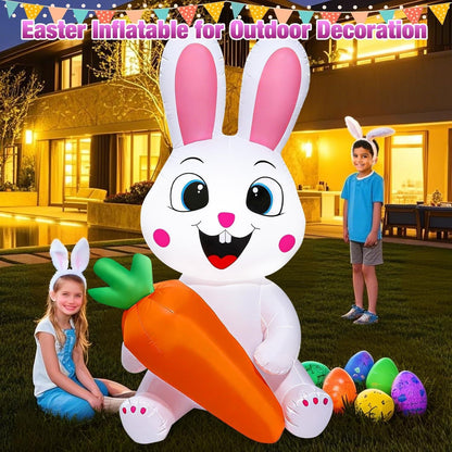 5 Ft Easter Inflatables Easter Decorations, Blow up Easter Bunny with LED Lights Baskets Light up Easter Decor, Easter Decorations for Home Holiday Party Indoor Outdoor Garden Lawn - Renee Lane Company