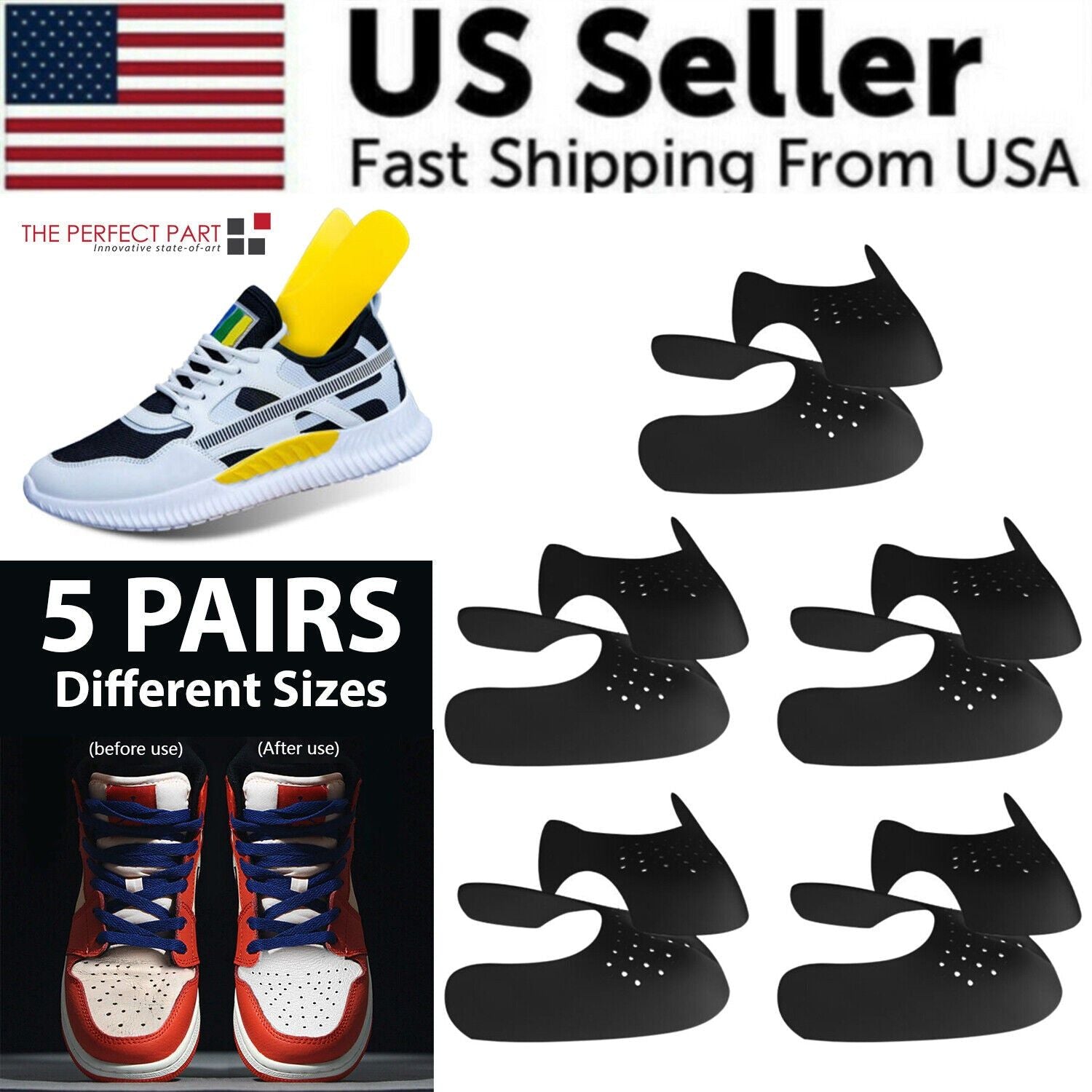 5 Pairs Shoe Protector Anti Crease Force Fields Cover Toe Cap Creasing Decreaser - Renee Lane Company