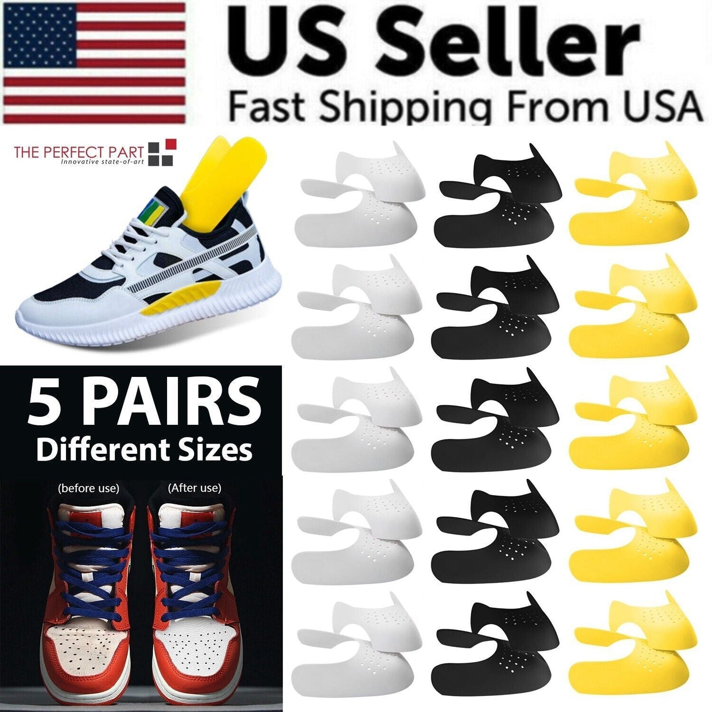 5 Pairs Shoe Protector Anti Crease Force Fields Cover Toe Cap Creasing Decreaser - Renee Lane Company