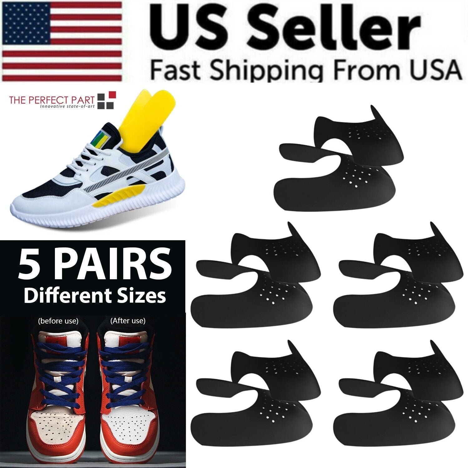 5 Pairs Shoe Protector Anti Crease Force Fields Cover Toe Cap Creasing Decreaser - Renee Lane Company