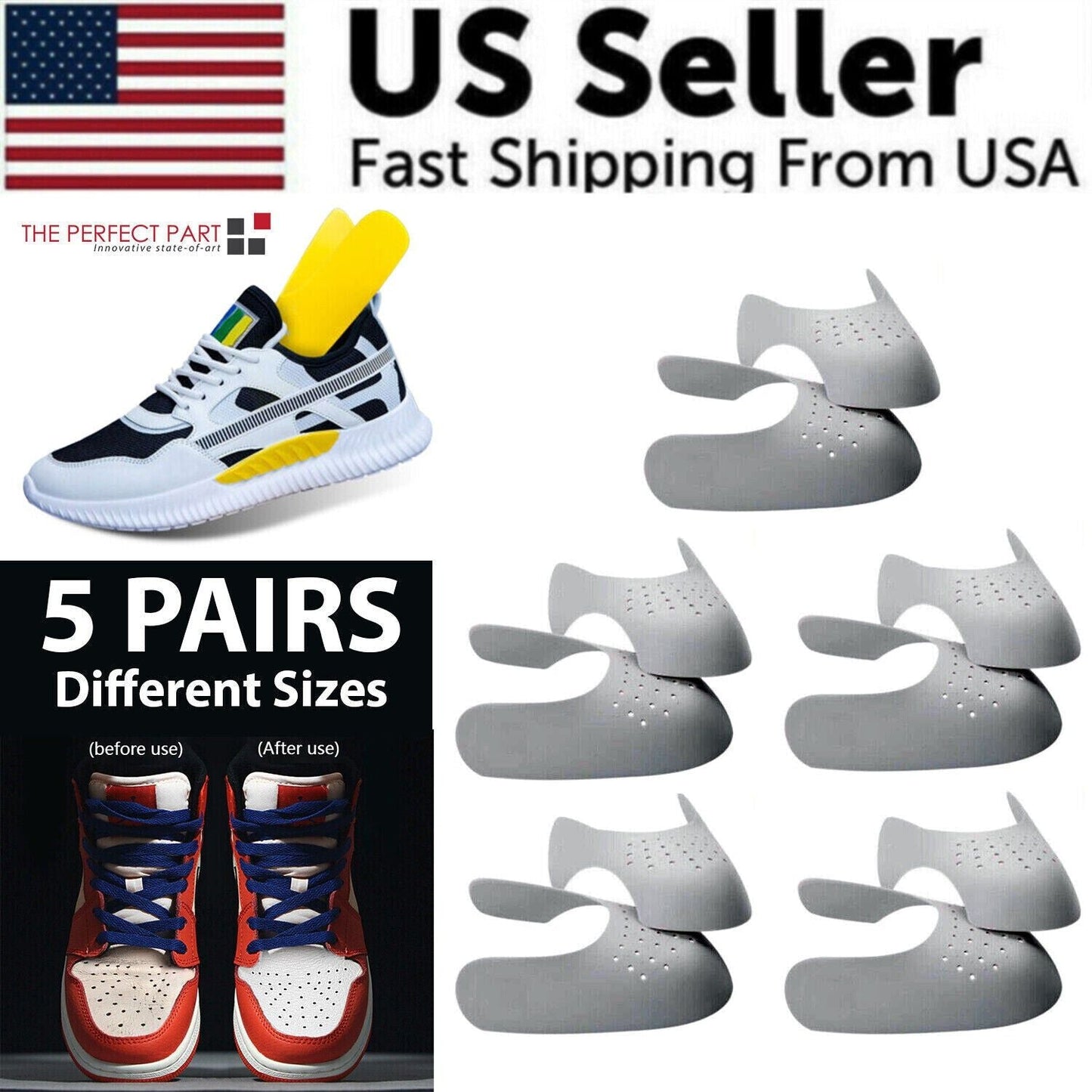 5 Pairs Shoe Protector Anti Crease Force Fields Cover Toe Cap Creasing Decreaser - Renee Lane Company