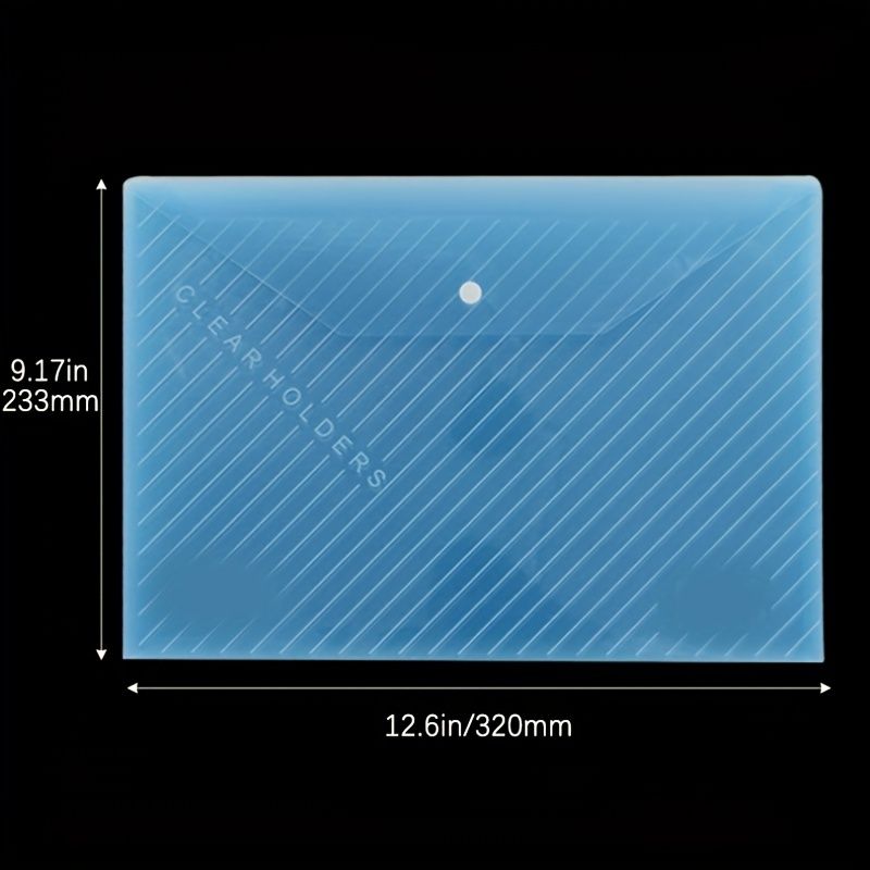 5 Pcs/10 Pcs A4 Transparent Plastic Envelope File Bag, A4 Transparent File Bag, Document Data Storage Bag With Snap Button, For Office Data Storage, Document Stationery Tools Organizing Sorting - Renee Lane Company