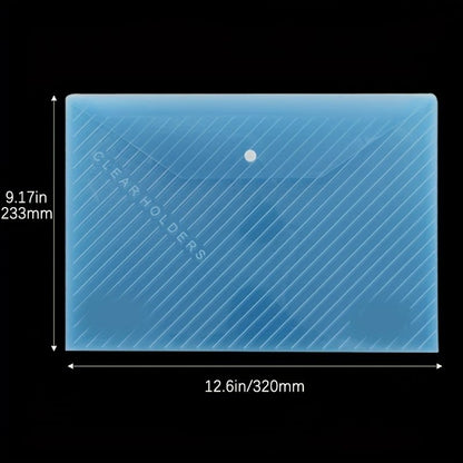 5 Pcs/10 Pcs A4 Transparent Plastic Envelope File Bag, A4 Transparent File Bag, Document Data Storage Bag With Snap Button, For Office Data Storage, Document Stationery Tools Organizing Sorting - Renee Lane Company