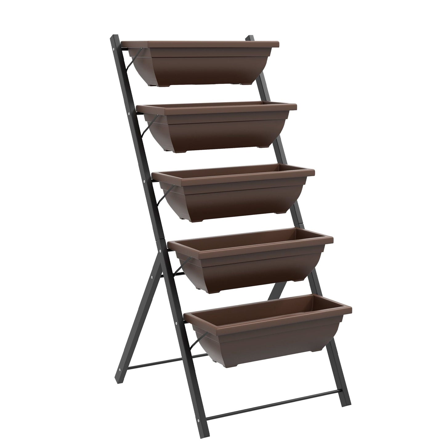 5-Tier Raised Garden Bed with 5 Planter Box, Outdoor Plant Stand Grow Containers with Leaking Holes, Brown - Renee Lane Company