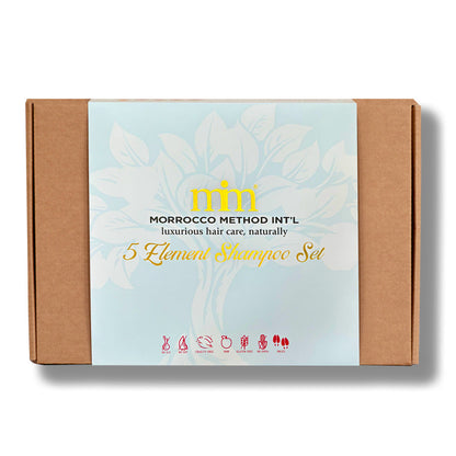 Cardboard gift box with blue label for shampoo set