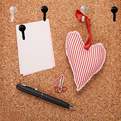 50 PCS Push Pin Hooks, Plastic Heads Cork Board Hooks Decorative Thumb Tacks Hook For Photo Wall, Bulletin Board, Home Wall, Home Office School Supplies (Black And Clear) - Renee Lane Company