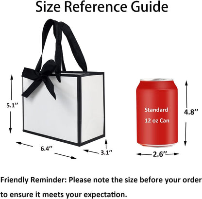 50 PCS Small White Black Gift Bags with Handles, 6.4×3.1×5.1 Inch Thank You Bags with Bow Ribbon for Baby Shower, Bridal Shower, Wedding, Party Favors, Thanksgiving, Christmas - Renee Lane Company