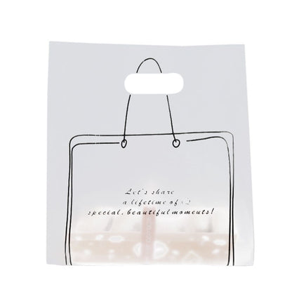 50 Pack Frosted Handle Plastic Bag Simple Lines Merchandise Bags for Baking Bento Fruits Packing - Renee Lane Company