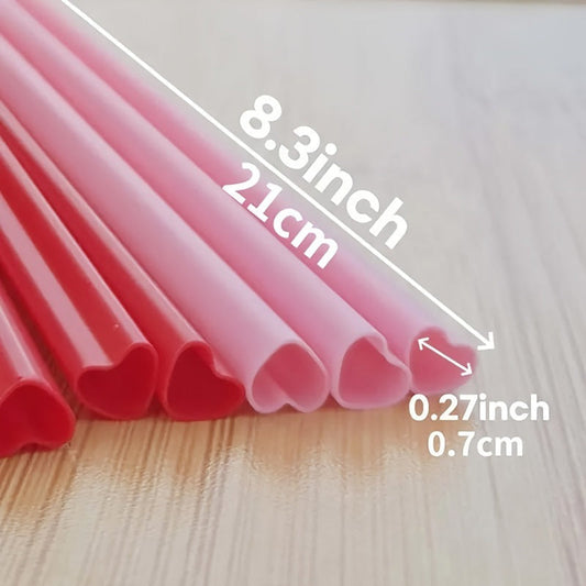 50 disposable heart-shaped pink straws - Renee Lane Company