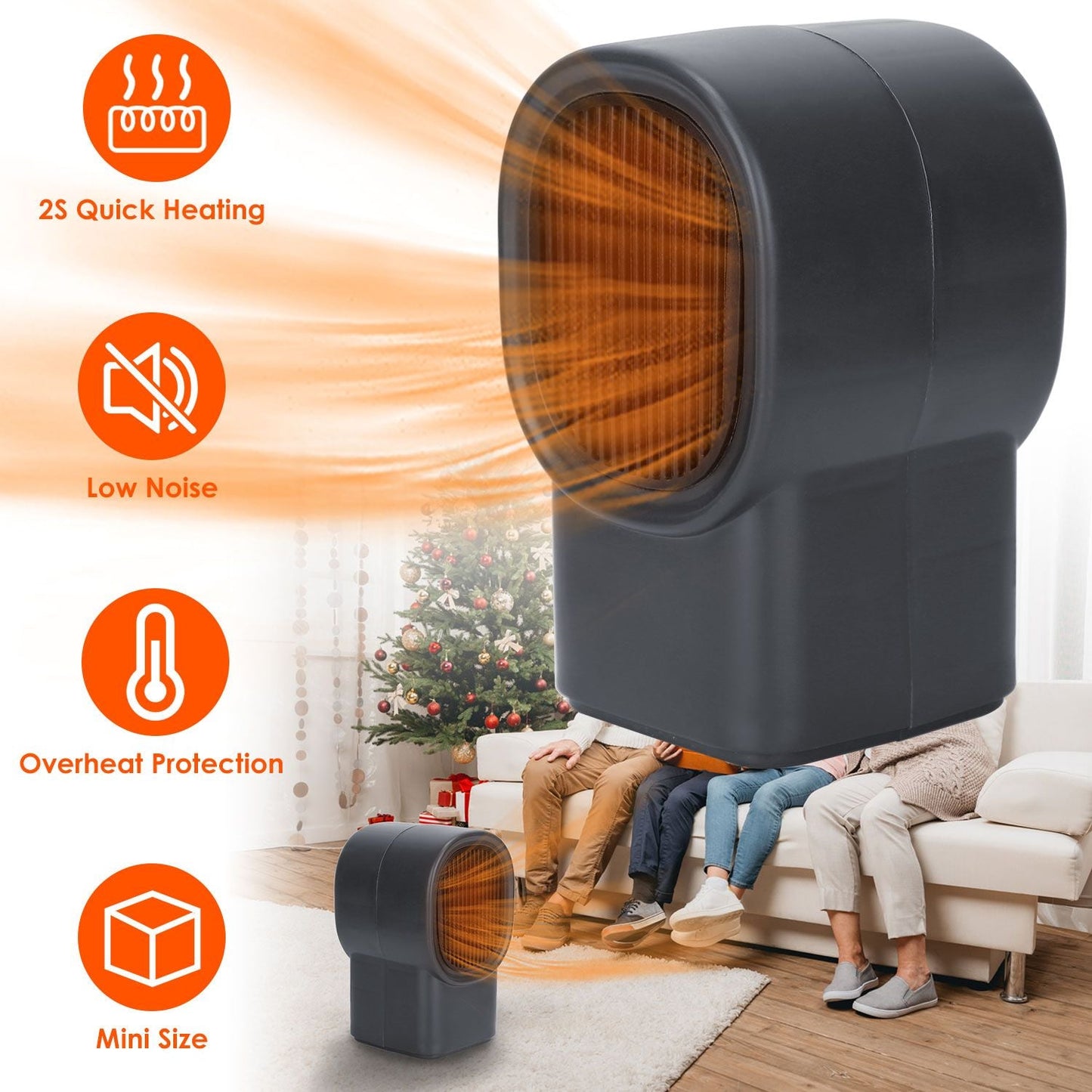 500W Portable Electric Space Heater Mini Desktop Fan Heater Personal Small Space Heater for Home Office - Renee Lane Company