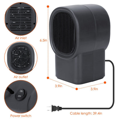 500W Portable Electric Space Heater Mini Desktop Fan Heater Personal Small Space Heater for Home Office - Renee Lane Company