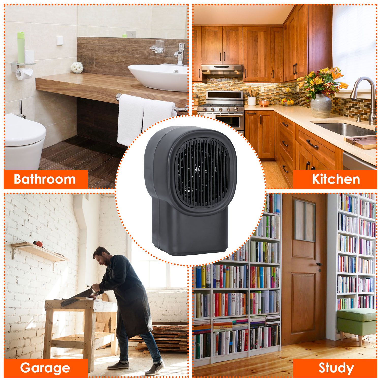 500W Portable Electric Space Heater Mini Desktop Fan Heater Personal Small Space Heater for Home Office - Renee Lane Company
