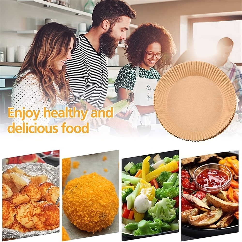 50pcs Air Fryer Disposable Paper Liner; Parchment Paper; Non-stick Disposable Air Fryer Liners; Baking Paper; Oil-proof; Water-proof; Parchment For Baking Roasting Microwave - Renee Lane Company