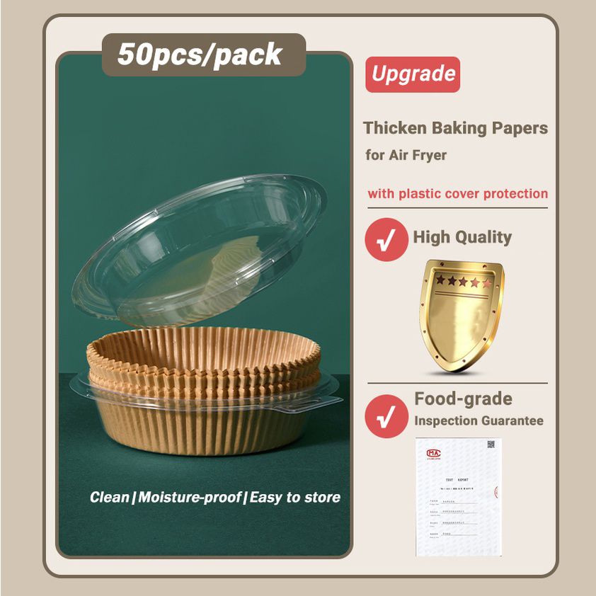 50pcs Air Fryer Disposable Paper Liner; Parchment Paper; Non-stick Disposable Air Fryer Liners; Baking Paper; Oil-proof; Water-proof; Parchment For Baking Roasting Microwave - Renee Lane Company