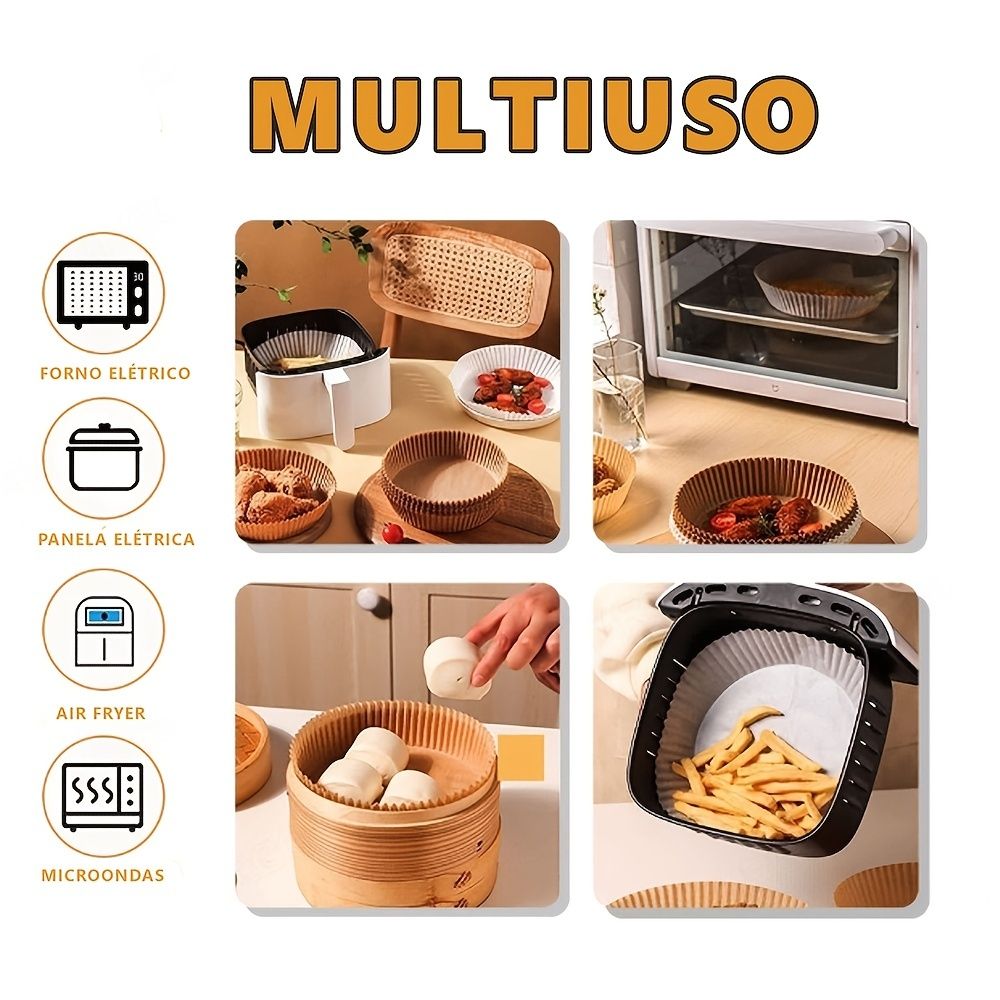 50pcs Air Fryer Disposable Paper Liner; Parchment Paper; Non-stick Disposable Air Fryer Liners; Baking Paper; Oil-proof; Water-proof; Parchment For Baking Roasting Microwave - Renee Lane Company
