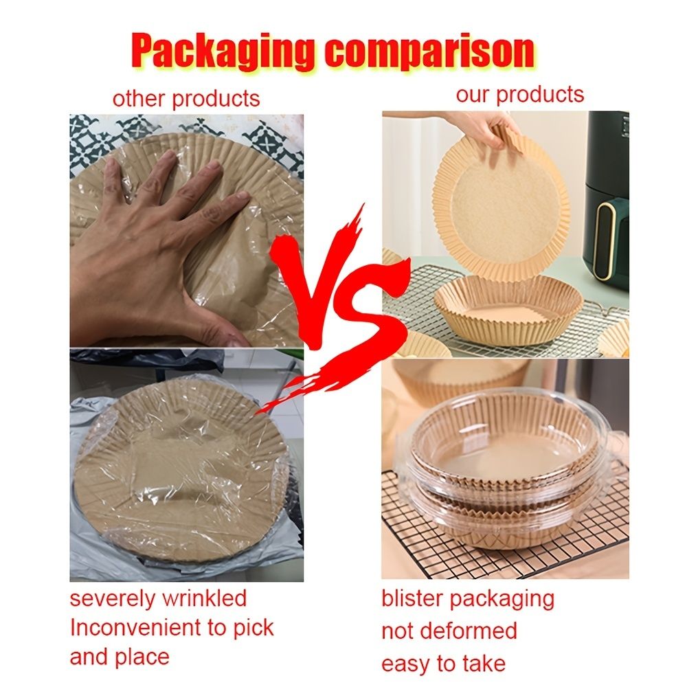 50pcs Air Fryer Disposable Paper Liner; Parchment Paper; Non-stick Disposable Air Fryer Liners; Baking Paper; Oil-proof; Water-proof; Parchment For Baking Roasting Microwave - Renee Lane Company