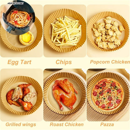 50pcs Air Fryer Disposable Paper Liner; Parchment Paper; Non-stick Disposable Air Fryer Liners; Baking Paper; Oil-proof; Water-proof; Parchment For Baking Roasting Microwave - Renee Lane Company