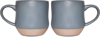 Bosmarlin Large Stoneware Speckled Coffee Mugs Set of 2, Big Tea Cup, 17 Oz, Dishwasher and Microwave Safe
