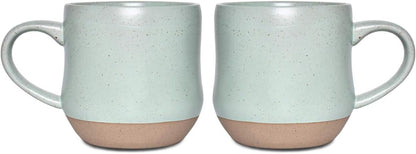 Bosmarlin Large Stoneware Speckled Coffee Mugs Set of 2, Big Tea Cup, 17 Oz, Dishwasher and Microwave Safe