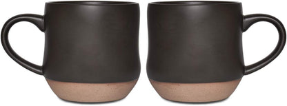Bosmarlin Large Stoneware Speckled Coffee Mugs Set of 2, Big Tea Cup, 17 Oz, Dishwasher and Microwave Safe