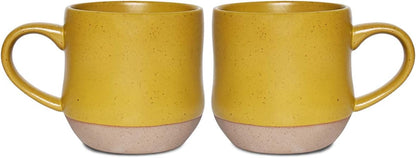 Bosmarlin Large Stoneware Speckled Coffee Mugs Set of 2, Big Tea Cup, 17 Oz, Dishwasher and Microwave Safe
