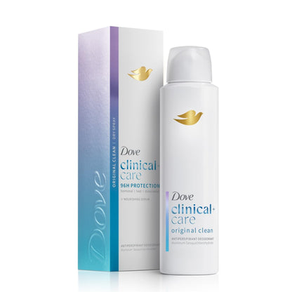 Dove Clinical + Care Antiperspirant Deodorant Dry Spray for Women Original Clean with Nourishing Serum 3.8 oz
