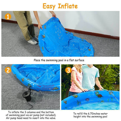 51x13In Inflatable Swimming Pool Blow Up Family Pool For 3 Kids Foldable Swim Ball Pool - Renee Lane Company
